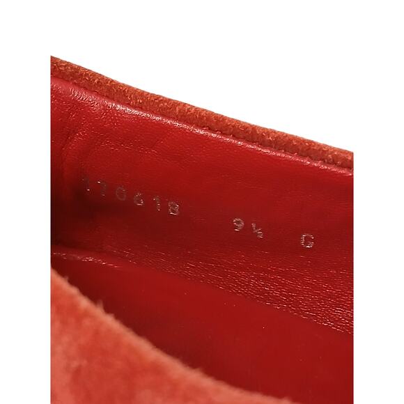 Gucci Red Suede Leather Slip‎ on Web Loafers Men\'s 9.5 G Driving Shoes Moccasin main image 9